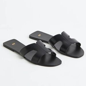 H&M black cutout slide sandals strapped